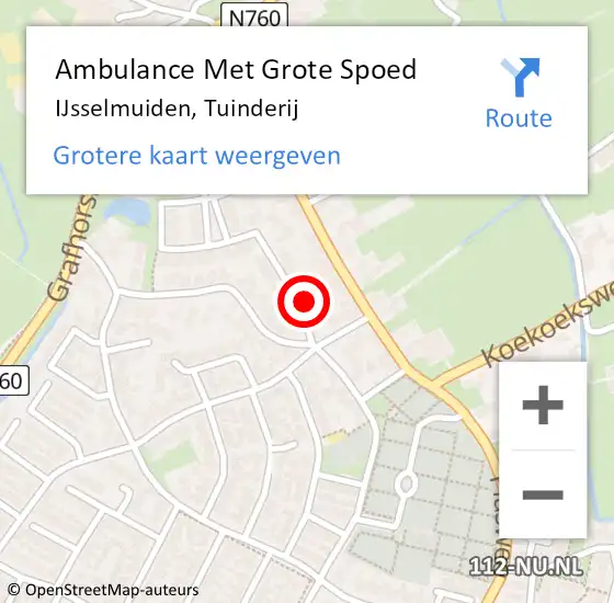 Locatie op kaart van de 112 melding: Ambulance Met Grote Spoed Naar IJsselmuiden, Tuinderij op 22 mei 2016 12:39