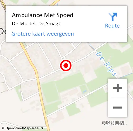 Locatie op kaart van de 112 melding: Ambulance Met Spoed Naar De Mortel, De Smagt op 22 mei 2016 12:44