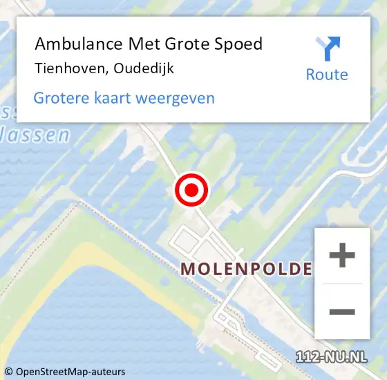 Locatie op kaart van de 112 melding: Ambulance Met Grote Spoed Naar Tienhoven, Oudedijk op 22 mei 2016 12:49