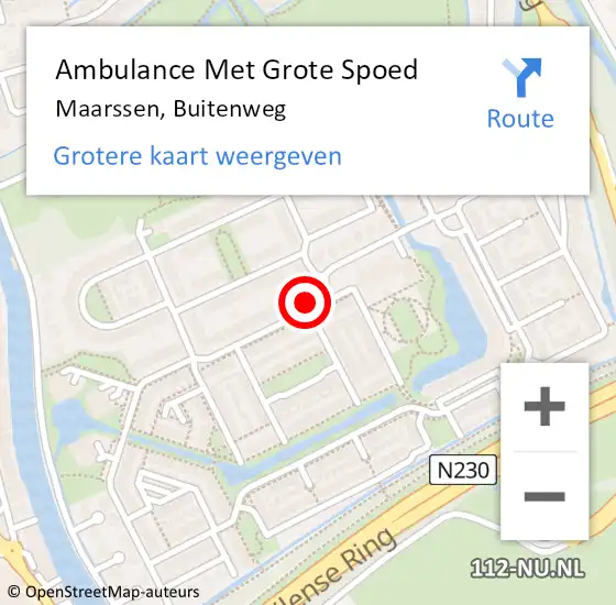Locatie op kaart van de 112 melding: Ambulance Met Grote Spoed Naar Maarssen, Buitenweg op 15 december 2013 23:33