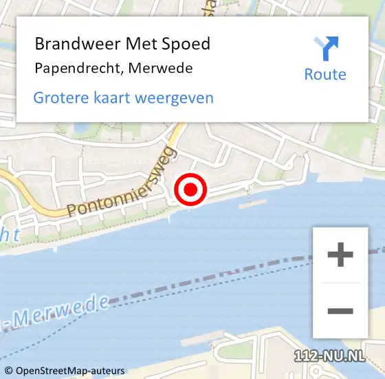 Locatie op kaart van de 112 melding: Brandweer Met Spoed Naar Papendrecht, Merwede op 22 mei 2016 13:06