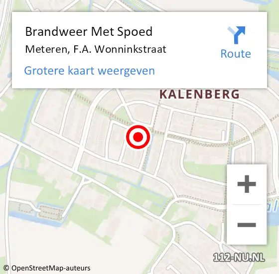 Locatie op kaart van de 112 melding: Brandweer Met Spoed Naar Meteren, F.A. Wonninkstraat op 22 mei 2016 13:42