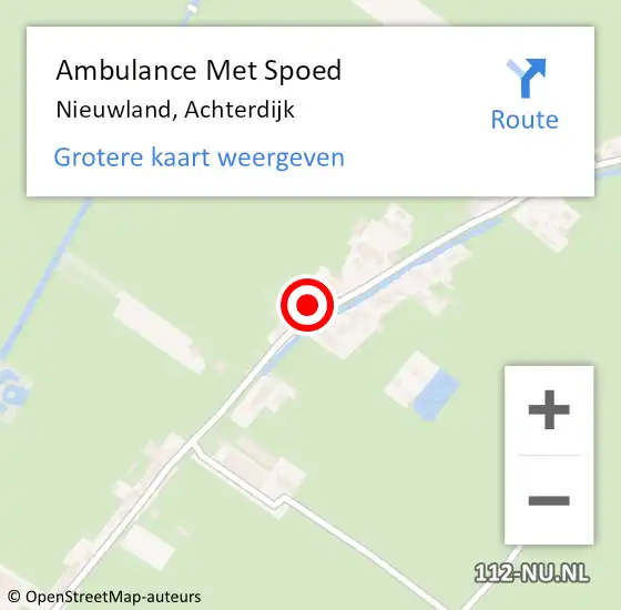 Locatie op kaart van de 112 melding: Ambulance Met Spoed Naar Nieuwland, Achterdijk op 22 mei 2016 13:45