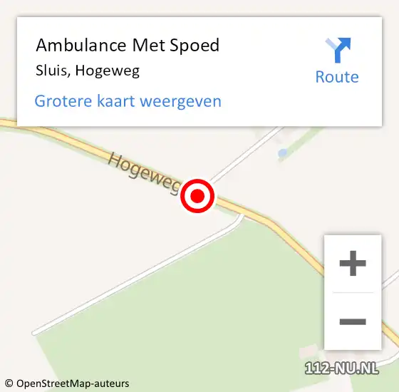 Locatie op kaart van de 112 melding: Ambulance Met Spoed Naar Sluis, Hogeweg op 22 mei 2016 13:48