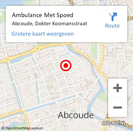 Locatie op kaart van de 112 melding: Ambulance Met Spoed Naar Abcoude, Dokter Koomansstraat op 22 mei 2016 14:10