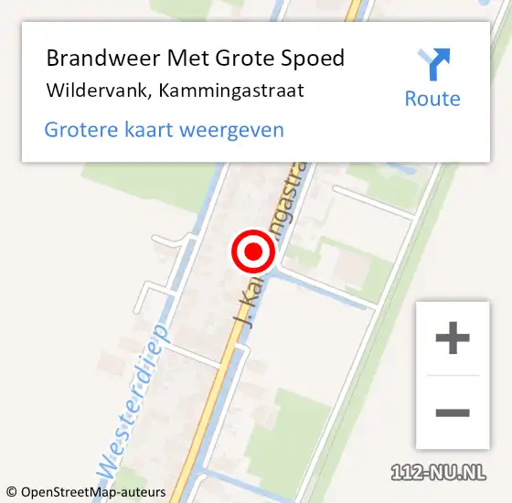 Locatie op kaart van de 112 melding: Brandweer Met Grote Spoed Naar Wildervank, Kammingastraat op 22 mei 2016 14:52