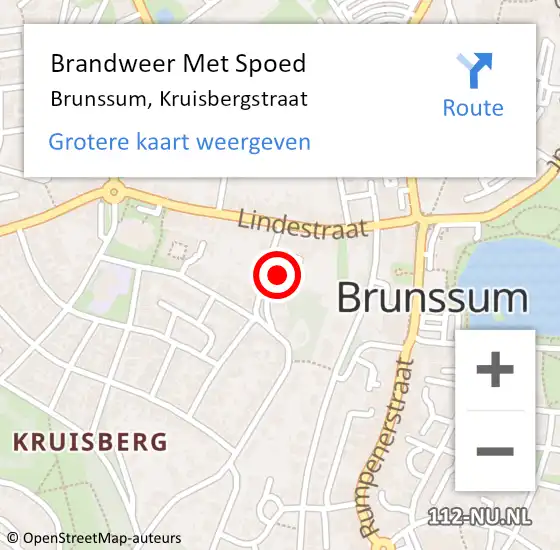 Locatie op kaart van de 112 melding: Brandweer Met Spoed Naar Brunssum, Kruisbergstraat op 22 mei 2016 15:08