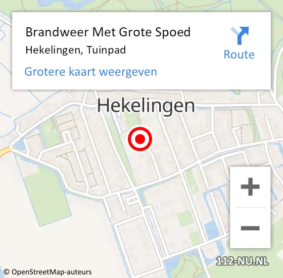 Locatie op kaart van de 112 melding: Brandweer Met Grote Spoed Naar Hekelingen, Tuinpad op 22 mei 2016 15:14