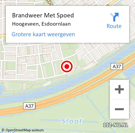 Locatie op kaart van de 112 melding: Brandweer Met Spoed Naar Hoogeveen, Esdoornlaan op 22 mei 2016 16:29