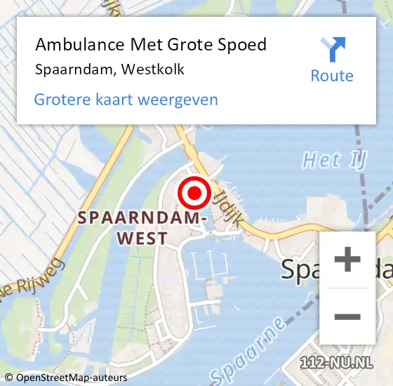 Locatie op kaart van de 112 melding: Ambulance Met Grote Spoed Naar Spaarndam, Westkolk op 22 mei 2016 16:31