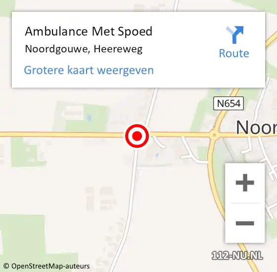 Locatie op kaart van de 112 melding: Ambulance Met Spoed Naar Noordgouwe, Heereweg op 22 mei 2016 17:15