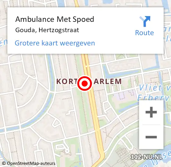 Locatie op kaart van de 112 melding: Ambulance Met Spoed Naar Gouda, Hertzogstraat op 22 mei 2016 17:37