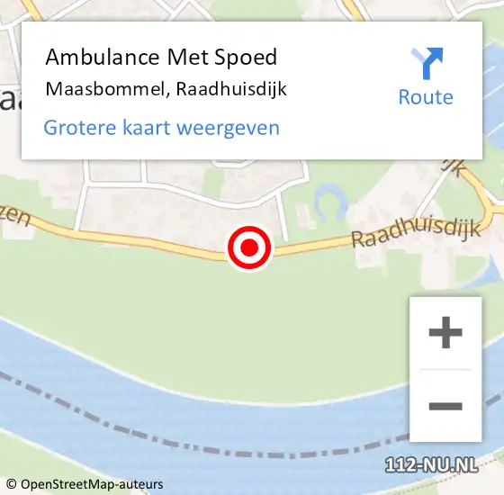 Locatie op kaart van de 112 melding: Ambulance Met Spoed Naar Maasbommel, Raadhuisdijk op 22 mei 2016 18:34