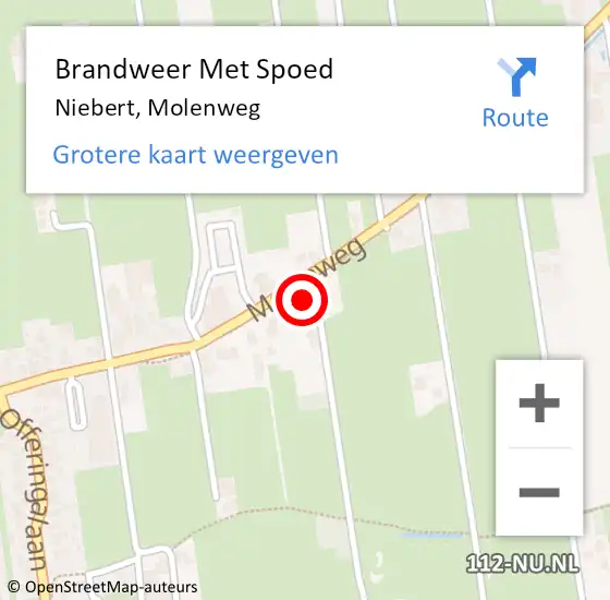 Locatie op kaart van de 112 melding: Brandweer Met Spoed Naar Niebert, Molenweg op 22 mei 2016 18:38