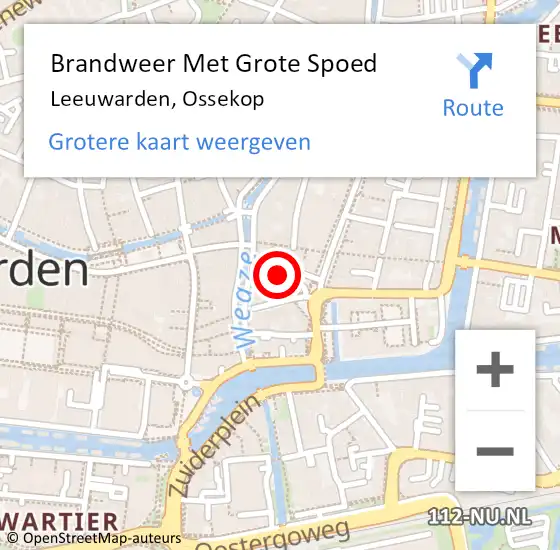 Locatie op kaart van de 112 melding: Brandweer Met Grote Spoed Naar Leeuwarden, Ossekop op 16 december 2013 00:29