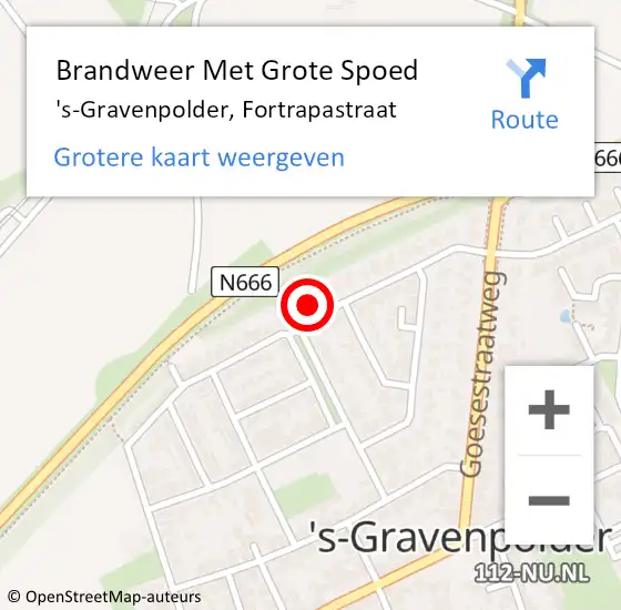 Locatie op kaart van de 112 melding: Brandweer Met Grote Spoed Naar 's-Gravenpolder, Fortrapastraat op 22 mei 2016 18:58