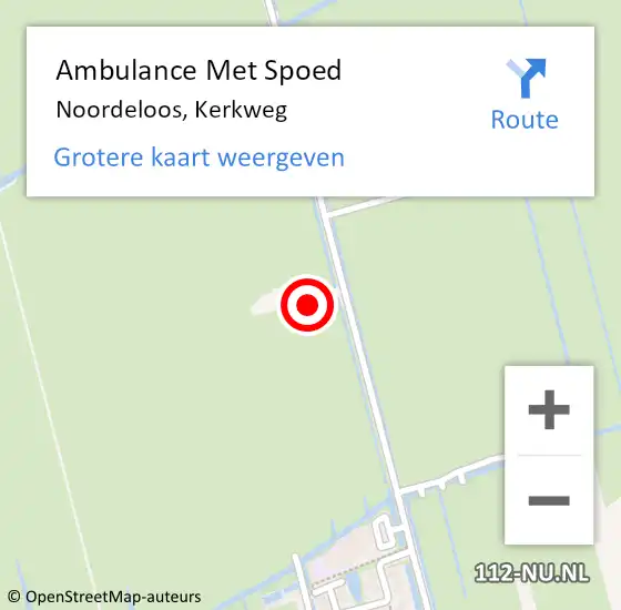 Locatie op kaart van de 112 melding: Ambulance Met Spoed Naar Noordeloos, Kerkweg op 16 december 2013 00:34