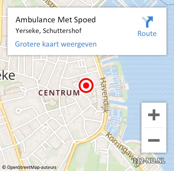 Locatie op kaart van de 112 melding: Ambulance Met Spoed Naar Yerseke, Schuttershof op 22 mei 2016 20:02