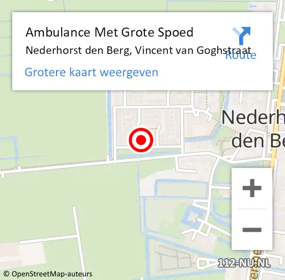 Locatie op kaart van de 112 melding: Ambulance Met Grote Spoed Naar Nederhorst den Berg, Vincent van Goghstraat op 22 mei 2016 20:19