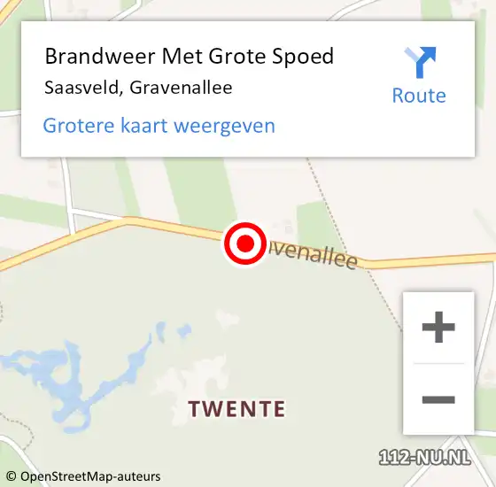Locatie op kaart van de 112 melding: Brandweer Met Grote Spoed Naar Saasveld, Gravenallee op 22 mei 2016 21:05