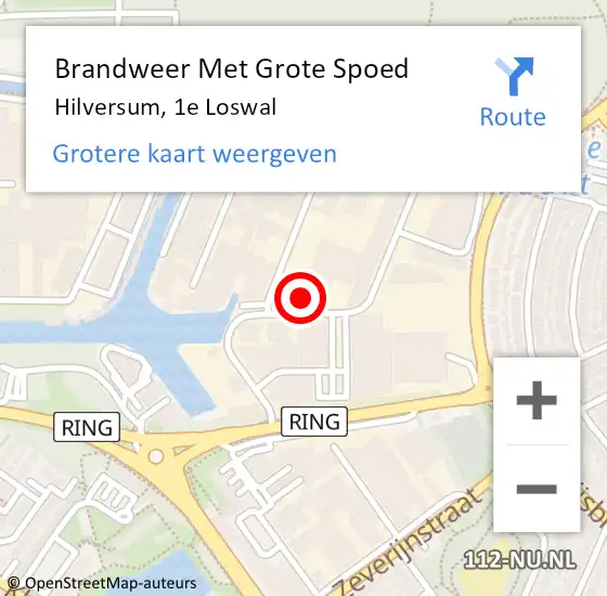 Locatie op kaart van de 112 melding: Brandweer Met Grote Spoed Naar Hilversum, 1e Loswal op 22 mei 2016 21:29