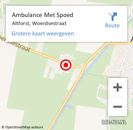 Locatie op kaart van de 112 melding: Ambulance Met Spoed Naar Altforst, Woerdsestraat op 22 mei 2016 22:00