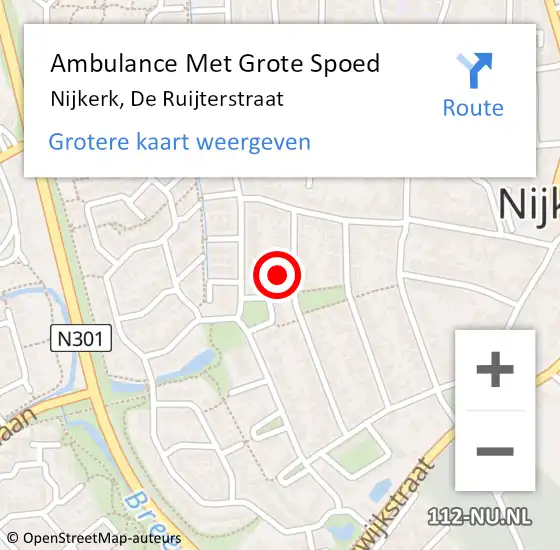 Locatie op kaart van de 112 melding: Ambulance Met Grote Spoed Naar Nijkerk, De Ruijterstraat op 22 mei 2016 22:42