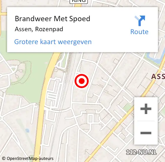 Locatie op kaart van de 112 melding: Brandweer Met Spoed Naar Assen, Rozenpad op 16 december 2013 01:21