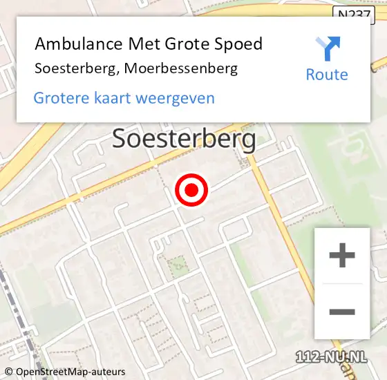 Locatie op kaart van de 112 melding: Ambulance Met Grote Spoed Naar Soesterberg, Moerbessenberg op 22 mei 2016 23:31