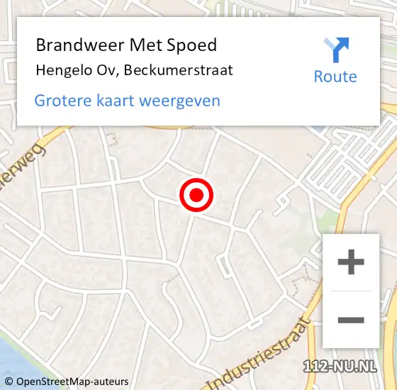 Locatie op kaart van de 112 melding: Brandweer Met Spoed Naar Hengelo Ov, Beckumerstraat op 22 mei 2016 23:52