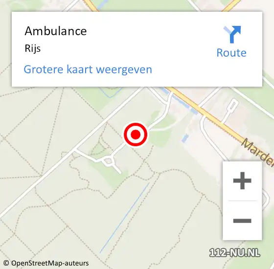 Locatie op kaart van de 112 melding: Ambulance Rijs op 16 december 2013 01:35