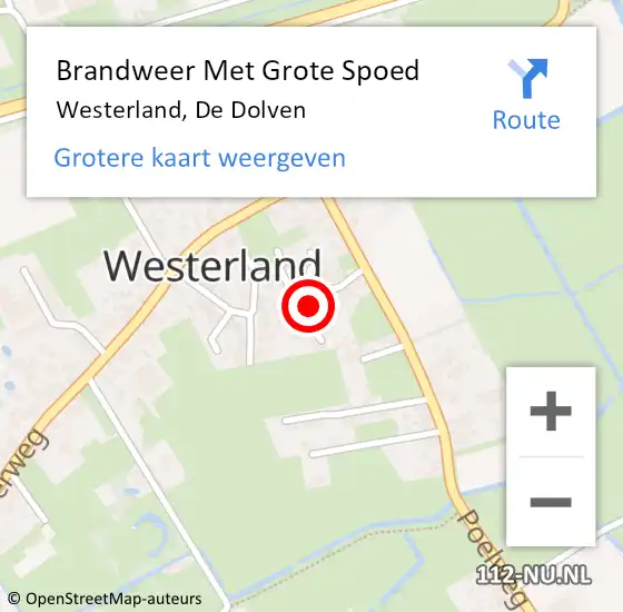 Locatie op kaart van de 112 melding: Brandweer Met Grote Spoed Naar Westerland, De Dolven op 16 december 2013 01:52