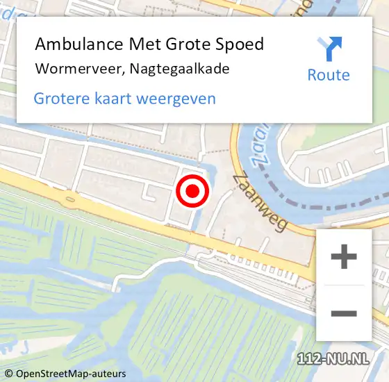 Locatie op kaart van de 112 melding: Ambulance Met Grote Spoed Naar Wormerveer, Nagtegaalkade op 23 mei 2016 03:45
