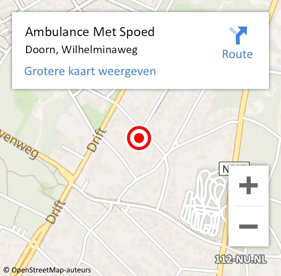 Locatie op kaart van de 112 melding: Ambulance Met Spoed Naar Doorn, Wilhelminaweg op 23 mei 2016 05:55