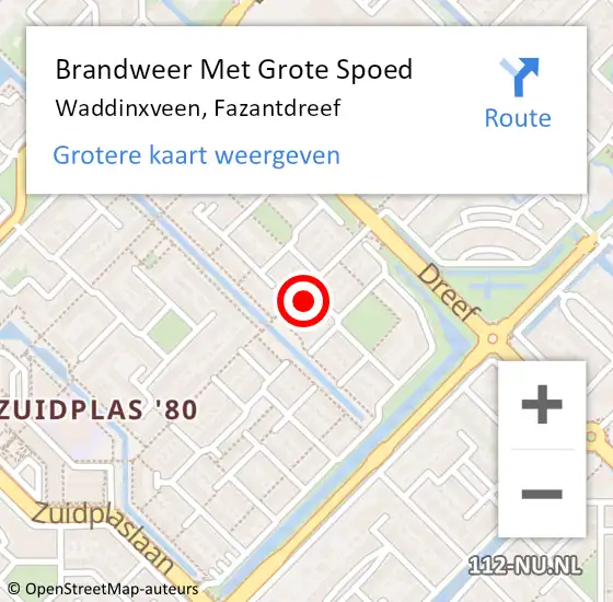 Locatie op kaart van de 112 melding: Brandweer Met Grote Spoed Naar Waddinxveen, Fazantdreef op 16 december 2013 02:16