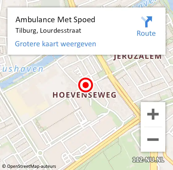 Locatie op kaart van de 112 melding: Ambulance Met Spoed Naar Tilburg, Lourdesstraat op 23 mei 2016 08:03