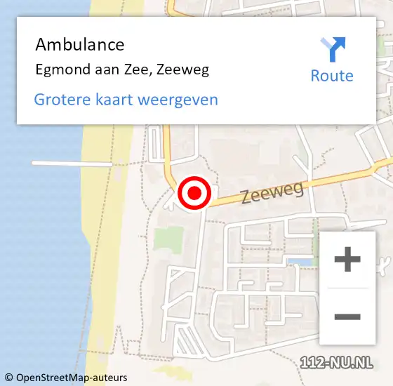 Locatie op kaart van de 112 melding: Ambulance Egmond aan Zee, Zeeweg op 23 mei 2016 09:43