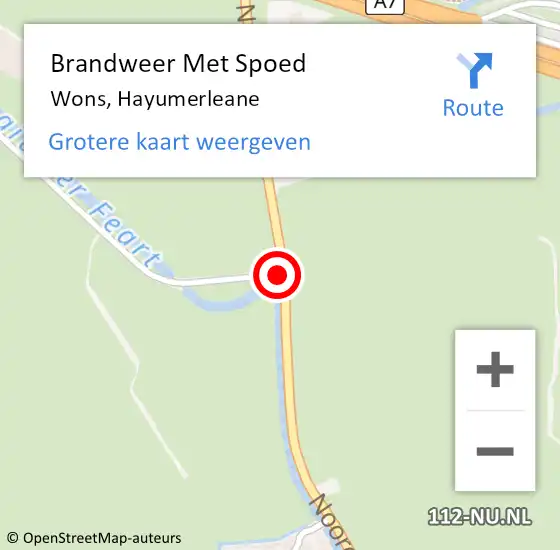 Locatie op kaart van de 112 melding: Brandweer Met Spoed Naar Wons, Hayumerleane op 23 mei 2016 10:12