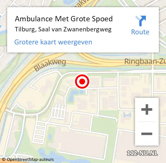 Locatie op kaart van de 112 melding: Ambulance Met Grote Spoed Naar Tilburg, Saal van Zwanenbergweg op 23 mei 2016 11:14