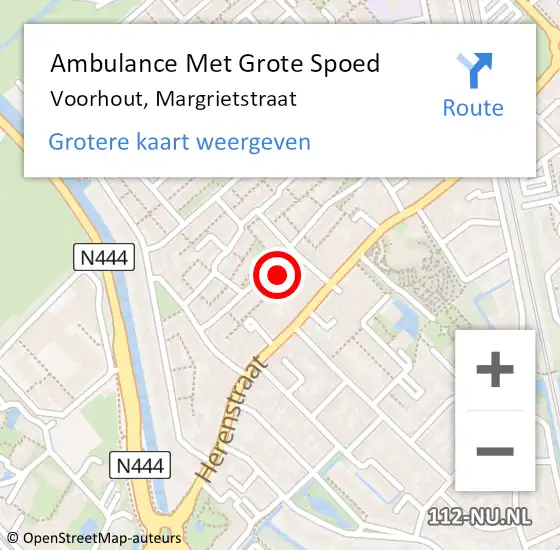 Locatie op kaart van de 112 melding: Ambulance Met Grote Spoed Naar Voorhout, Margrietstraat op 23 mei 2016 11:45