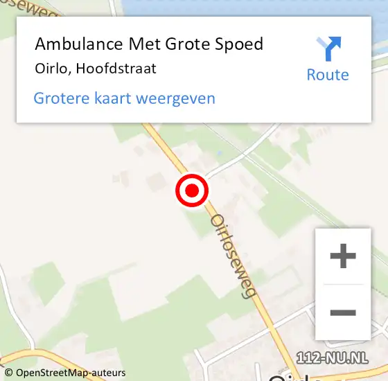 Locatie op kaart van de 112 melding: Ambulance Met Grote Spoed Naar Oirlo, Hoofdstraat op 16 december 2013 04:57