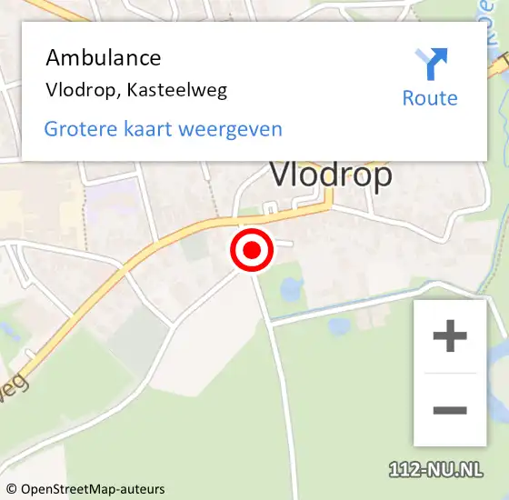 Locatie op kaart van de 112 melding: Ambulance Vlodrop, Kasteelweg op 23 mei 2016 12:37