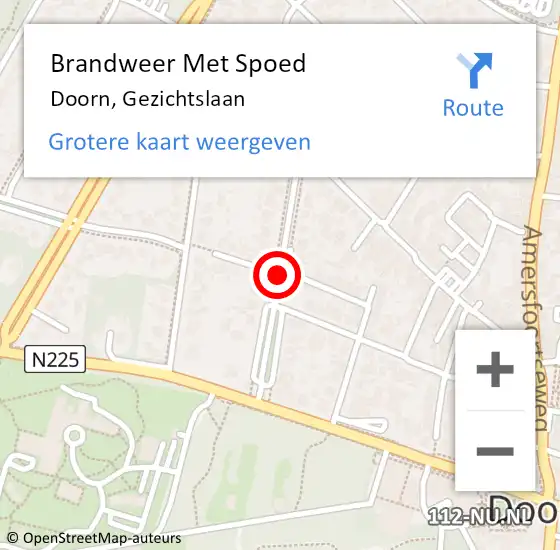 Locatie op kaart van de 112 melding: Brandweer Met Spoed Naar Doorn, Gezichtslaan op 23 mei 2016 12:58