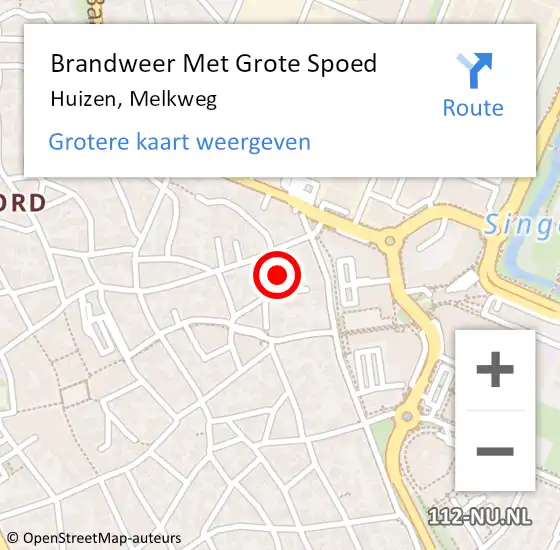 Locatie op kaart van de 112 melding: Brandweer Met Grote Spoed Naar Huizen, Melkweg op 23 mei 2016 13:10