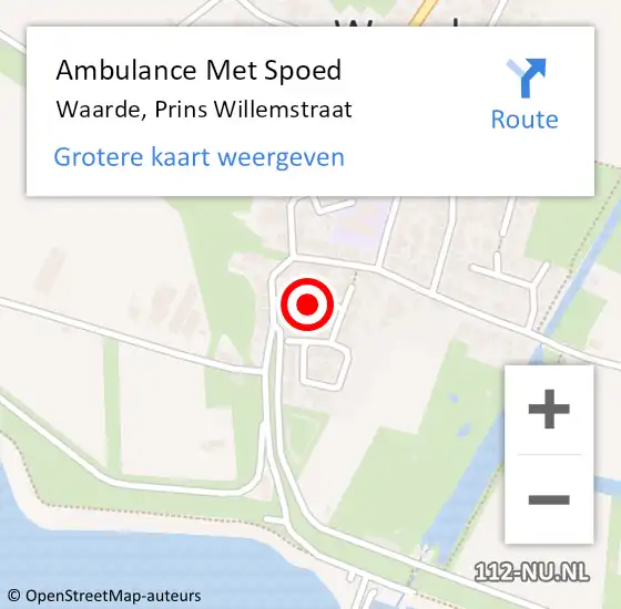 Locatie op kaart van de 112 melding: Ambulance Met Spoed Naar Waarde, Prins Willemstraat op 16 december 2013 05:32