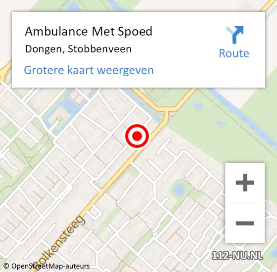 Locatie op kaart van de 112 melding: Ambulance Met Spoed Naar Dongen, Stobbenveen op 23 mei 2016 14:07