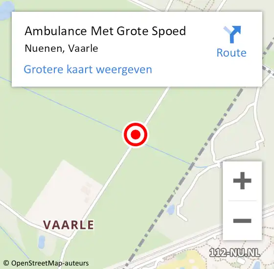 Locatie op kaart van de 112 melding: Ambulance Met Grote Spoed Naar Nuenen, Vaarle op 23 mei 2016 14:16