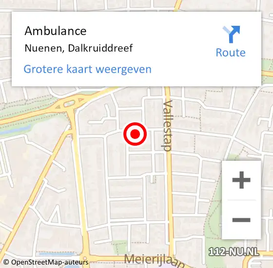 Locatie op kaart van de 112 melding: Ambulance Nuenen, Dalkruiddreef op 23 mei 2016 15:03