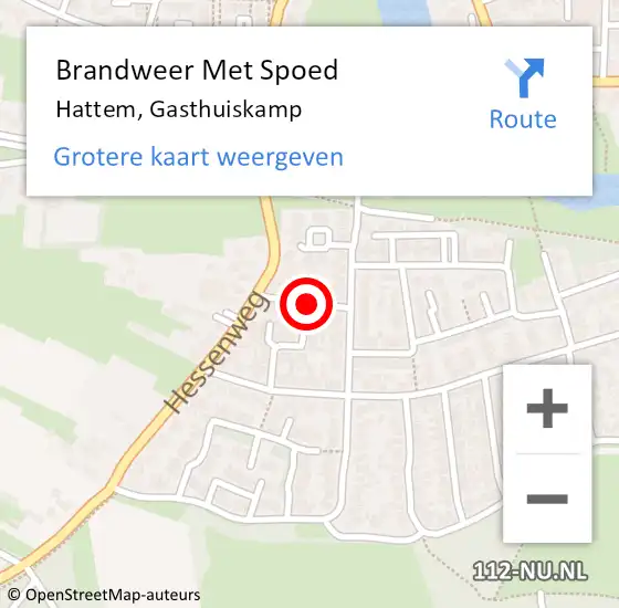 Locatie op kaart van de 112 melding: Brandweer Met Spoed Naar Hattem, Gasthuiskamp op 23 mei 2016 15:10