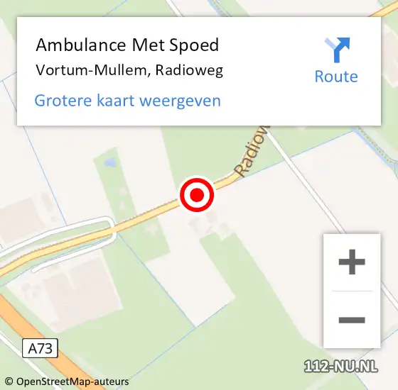 Locatie op kaart van de 112 melding: Ambulance Met Spoed Naar Vortum-Mullem, Radioweg op 23 mei 2016 16:13